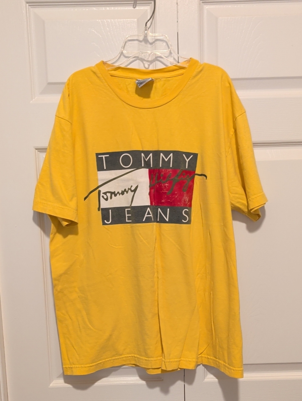 Tommy Hilfiger Yellow Logo Crew Tee with Flag Tag